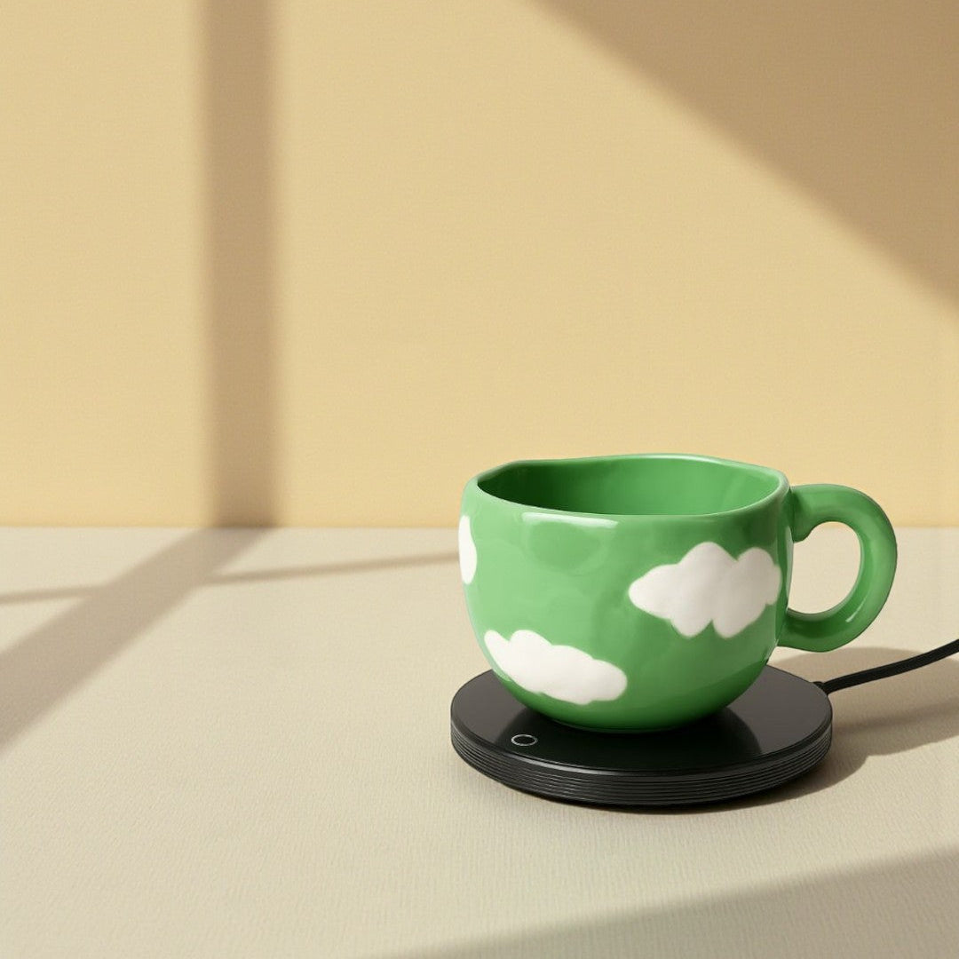 Warm & Cozy Gift Bundle — Mug Warmer + Ceramic Mug