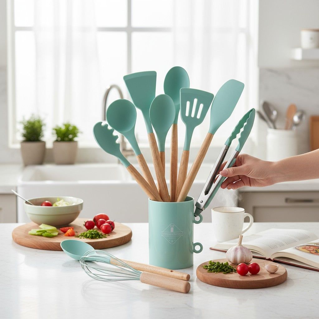 12-Piece Non Stick Silicone Kitchen Utensils Set