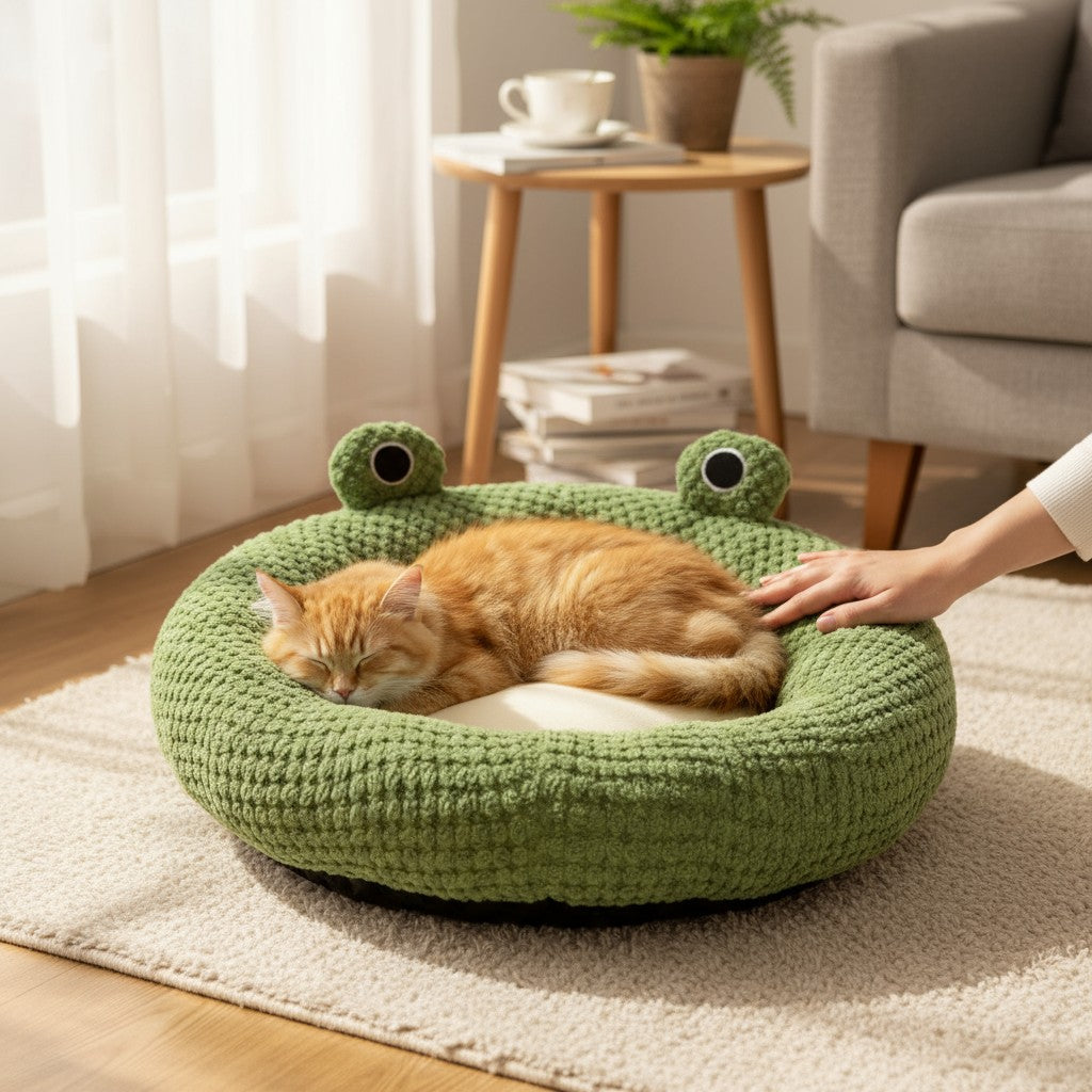 Cozy Frog Plush Pet Bed