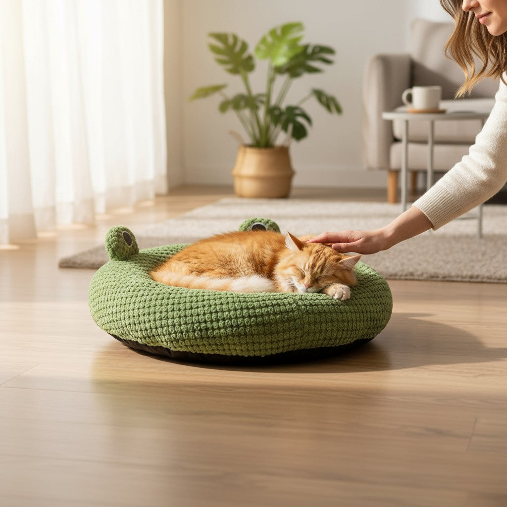 Cozy Frog Plush Pet Bed