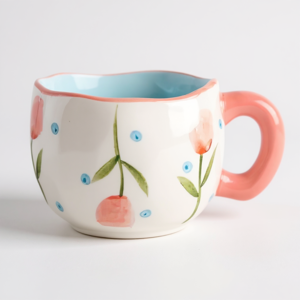 Hand-Pinched Ceramic Mug & Saucer Set