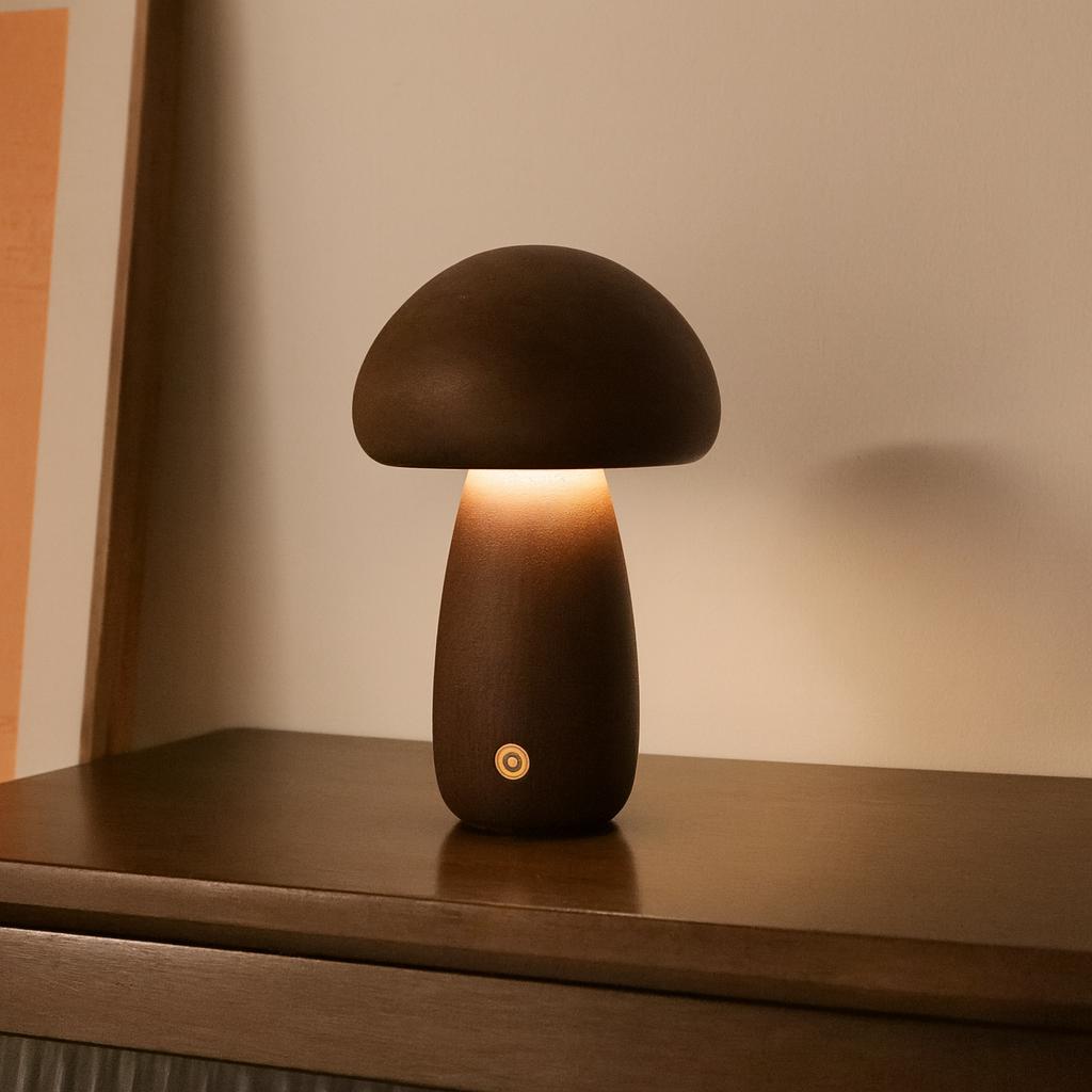Wooden Mushroom Table Lamp
