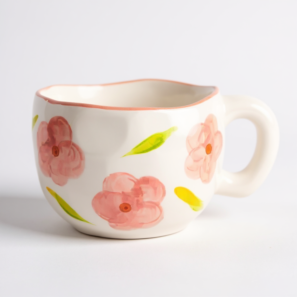 Hand-Pinched Ceramic Mug & Saucer Set